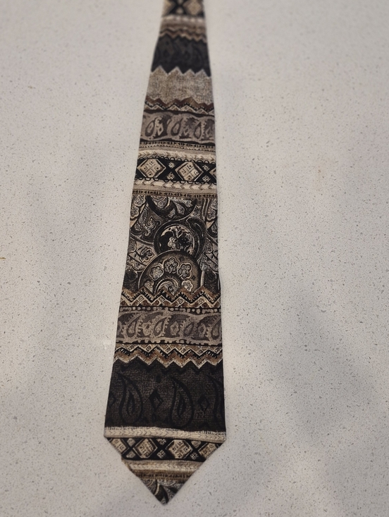 Vintage Other - Vintage Brown and Black Paisley-Stripe Tie